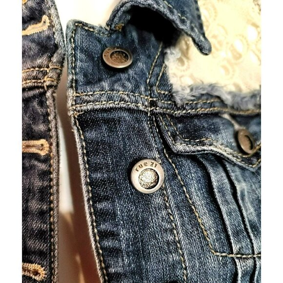 Rue21 Crochet Lace Sleeveless Denim Vest - Size Small - Picture 9 of 12